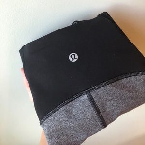 These are black and grey mesh copped legging